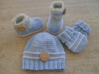 Ravelry: Baby Boy Booties Beanie Mittens pattern by Marilyn Ireland